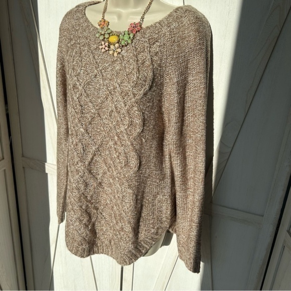💋NWT 89th & Madison handknit cable knit 🧶 oatmeal sweater M